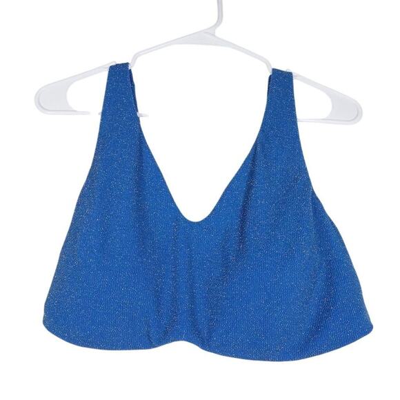 Andie Swim Other - NWOT Sample Andie Swim Women's XXL Blue Metallic Glitter Delray Bikini Top 2542